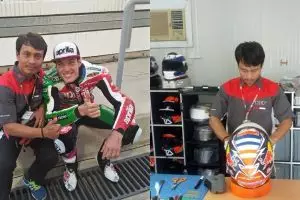 10 Gaya santai ala Mugiyono, teknisi helm pembalap MotoGP asal Kebumen