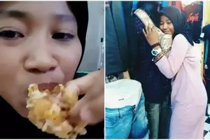 9 Aksi kocak Helen Junet, selebgram hits ulas makanan sambil ngerap
