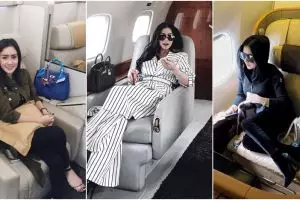 Gaya mewah 10 seleb saat bawa tas ratusan juta di pesawat, glamor abis