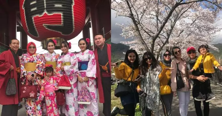 10 Momen liburan keluarga Ayu Ting Ting di Jepang, kostumnya kompakan