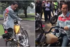 7 Potret Jokowi jajal aneka motor custom sebelum touring, weekend seru