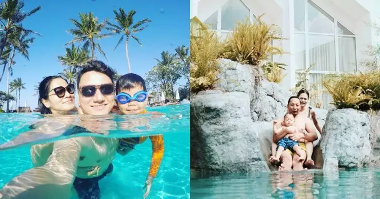 Potret keseruan 7 pasangan selebriti berenang bersama anak, bikin iri