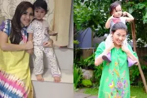 Gaya 7 seleb momong anak pakai daster, cantiknya nggak luntur
