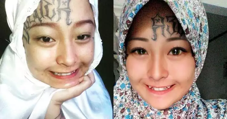 Viral, mantan gadis punk yang kini berhijab dengan tato di kening