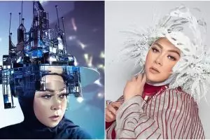 10 Gaya hijab nyentrik ala Melly Goeslaw, temanya bikin penasaran