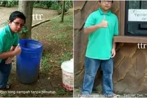 Bocah ini gaya jempol dekat benda tak penting, 10 fotonya konyol abis 