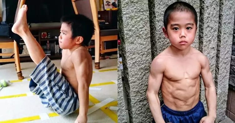 9 Potret tubuh kekar Ryusei, bocah 8 tahun yang suka tirukan Bruce Lee