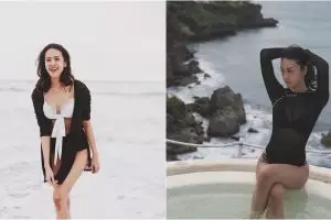 8 Pose Anya Geraldine liburan di pantai ini bikin gagal fokus