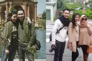 10 Potret seru honeymoon Syahnaz & Jeje di AS, ajak mama Amy lho