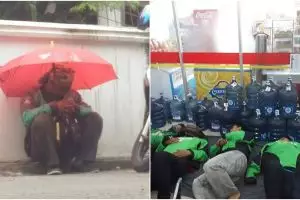 Potret 10 driver ojol istirahat sembarang tempat, berat perjuangannya