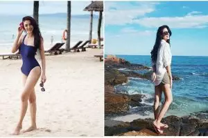 10 Pose Faye Malisorn pacar Ivan Gunawan di pantai, seksinya menawan
