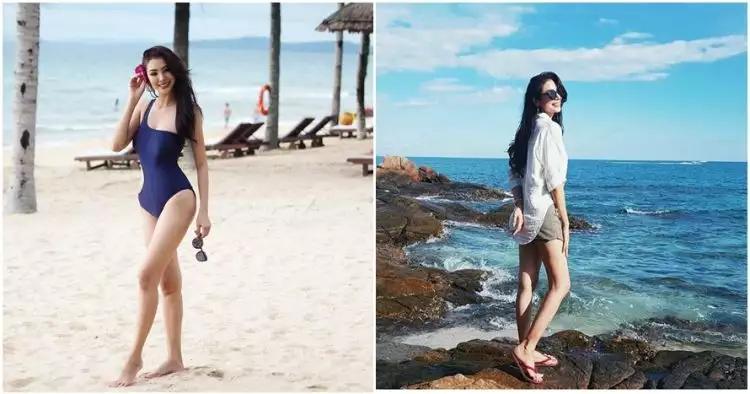 10 Pose Faye Malisorn pacar Ivan Gunawan di pantai, seksinya menawan