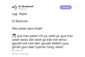 10 Cuitan kocak 'sensinya orang baper' ini lucu-lucu bikin geregetan