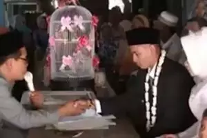 Viral, pasangan ini menikah dengan maskawin burung lovebird