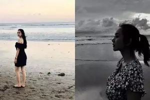 10 Gaya seksi Aura Kasih di pinggir pantai, segar banget