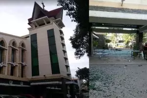 Penampakan kondisi 3 gereja di Surabaya yang menjadi lokasi teror bom