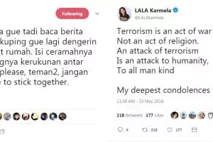 Cuitan duka 7 seleb atas pengeboman di Surabaya