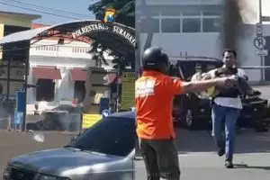 Detik-detik polisi selamatkan bocah di TKP bom Polrestabes Surabaya