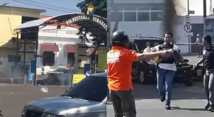 Detik-detik polisi selamatkan bocah di TKP bom Polrestabes Surabaya