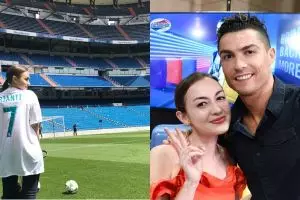 7 Gaya Rianti Cartwright foto bareng Cristiano Ronaldo, tampak akrab
