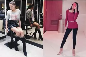 Bak cewek tulen, 10 gaya Millen pakai high heels ini bikin ngelus dada