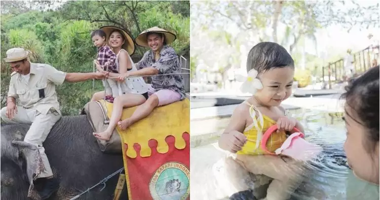 7 Momen Chelsea Olivia liburan di Bali, kenalkan Natusha pada gajah
