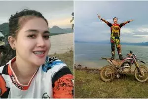 10 Gaya kece Oza Moza naik trail, si cantik PNS viral dari Karawang