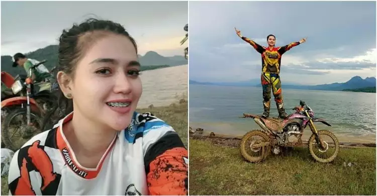 10 Gaya kece Oza Moza naik trail, si cantik PNS viral dari Karawang