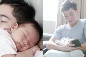 Jadi ayah baru, begini 7 potret Samuel Zylgwyn bareng si kecil Vechia