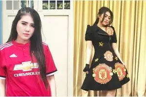 10 Potret ini buktikan kalau Via Vallen fans berat Manchester United