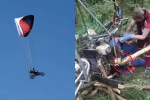 Ngeri, bahu cowok ini tertembus batang pohon besar saat paragliding