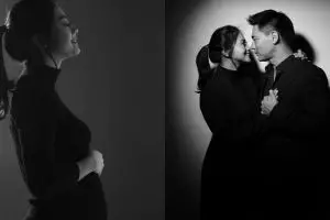 5 Potret maternity Rini Yulianti & suami, elegan bernuansa hitam putih