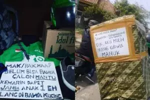 8 Papan tulisan sopir ojek online lagi mudik ini pesannya kocak abis