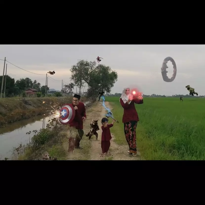 Unik abis, keluarga ini foto Lebaran pakai tema 4 film Hollywood