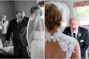 Potret 10 ayah pengantin wanita saat lihat putrinya ini bikin terharu