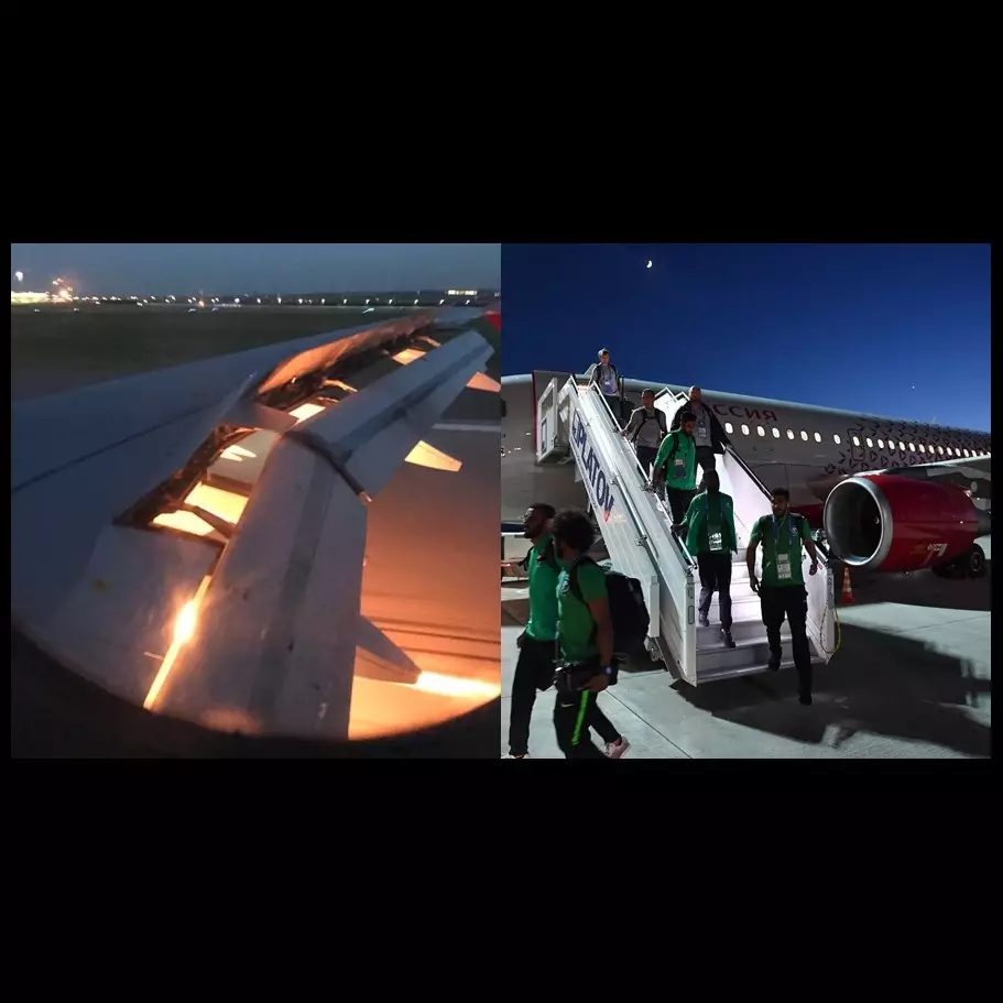 6 Momen pesawat Timnas Arab Saudi terbakar di udara, mendarat selamat