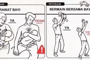 10 Ilustrasi cara merawat bayi, bikin ngakak tapi nggak boleh ditiru