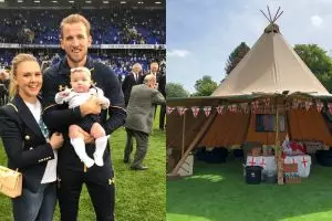6 Potret tunangan Harry Kane saat dukung Inggris, sampai bangun tenda