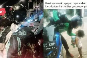 10 Potret driver ojol dengan anaknya ini bikin hati terenyuh