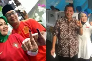 Begini beda gaya calon gubernur Jawa Barat saat mencoblos di TPS