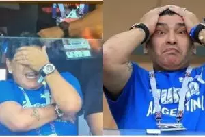 6 Reaksi Maradona saat nonton laga Argentina, heboh dan ekspresif