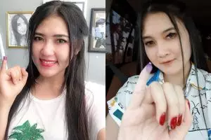 Gaya 5 seleb pamer jari bertinta usai nyoblos di Pilkada Jatim