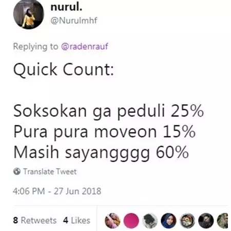 10 Cuitan 'Quick Count' Pilkada ini bapernya bikin pengen meluk mantan