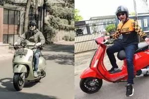 Gaya macho 10 seleb saat kendarai Vespa, bikin pengen ngerem mendadak