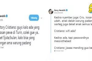 10 Chat imajinasi Ronaldo bersama para pemain bintang ini kocak pol