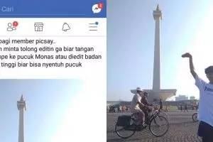 Cowok ini minta fotonya diedit sentuh Monas, 10 hasilnya kocak pol