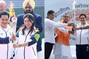 Potret megahnya panggung penggabungan api Asian Games di Yogyakarta