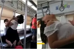 Bikin syok, wanita ini gigit orang asing kemudian telanjang di kereta