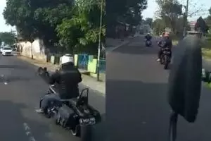 Viral video arogansi konvoi moge, pukul spion hingga picu kecelakaan