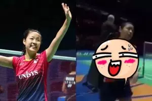 Bikin heboh, pebulutangkis cantik Jepang ini ganti baju di lapangan 